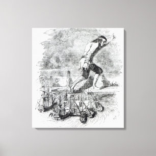 Gulliver stealing the Blefuscudian fleet Canvas Print