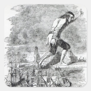 Gulliver stealing the Blefuscudian fleet Square Sticker