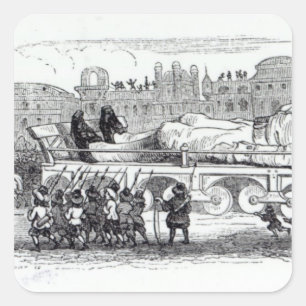 Gulliver transported to the Lilliputian Square Sticker
