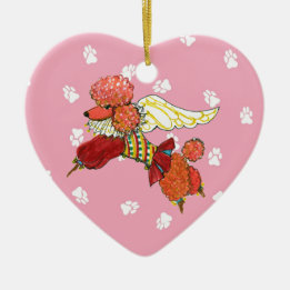 Gulliver's Angels Apricot Poodle Ceramic Heart Tree Decoration