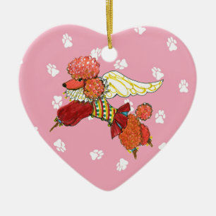 Gulliver's Angels Apricot Poodle Ceramic Heart Tree Decoration