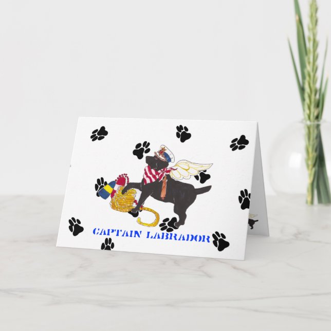 Gulliver's Angels Black Labrador "Bone Mot" Holiday Card (Front)
