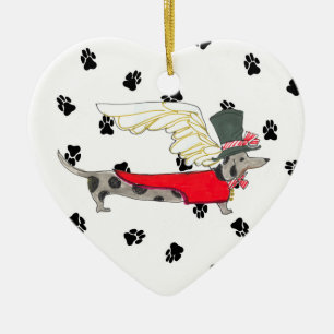 Gulliver's Angels Dapple Dachshund Ceramic Heart Tree Decoration