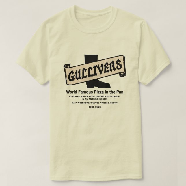 Gullivers Pizza & Restaurant, Chicago T-Shirt (Design Front)