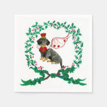 Gulliver's Wirehaired Dachshund Christmas Napkin