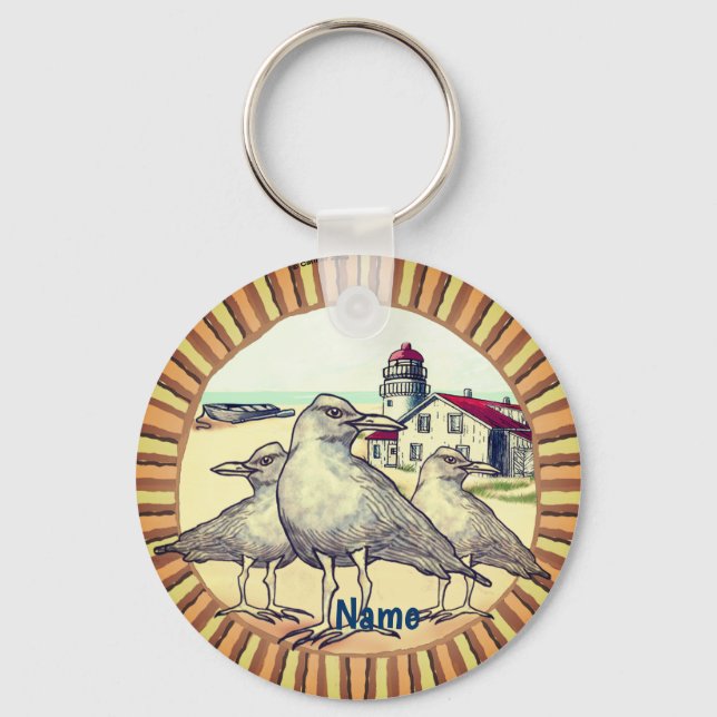 Gulls Lighthouse  Key Ring (Front)