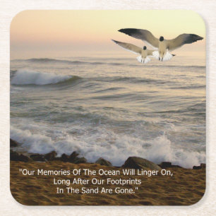 GULLS & OCEAN QOUTE SQUARE PAPER COASTER