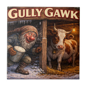 Gully Gawk Icelandic Yule Lad postcard Tile