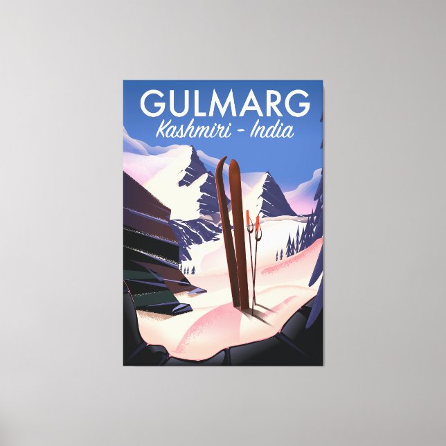 Gulmarg Kashmiri India Ski poster Canvas Print (Front)