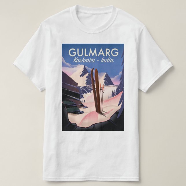 Gulmarg Kashmiri India Ski poster T-Shirt (Design Front)