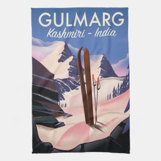 Gulmarg Kashmiri India Ski poster Tea Towel