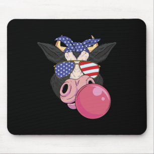 Gum Cow 4th Of July Design Usa Patriotic Cow Mouse Mat