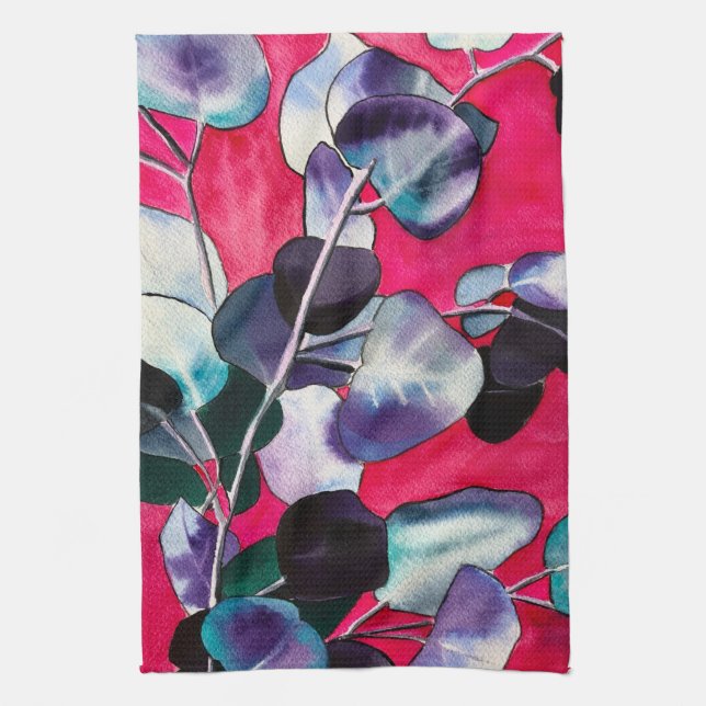Gum leaves Eucalyptus watercolor art Tea Towel (Vertical)