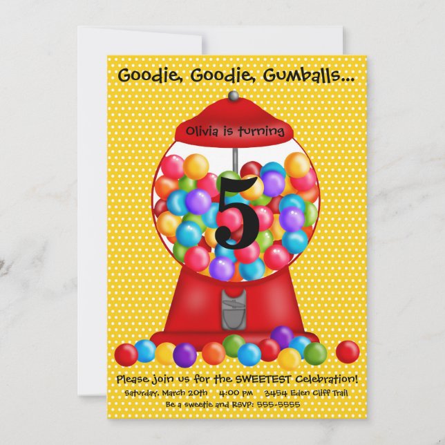 Gumball Machine Birthday Invitation (Front)