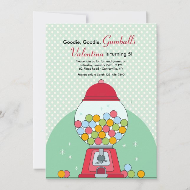 Gumball Machine Birthday Party Invitation (Front)