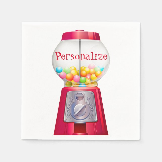 Gumball machine bubblegum vintage cute red party napkin (Front)
