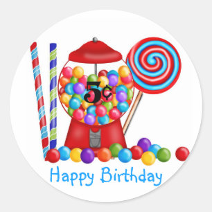 Gumball Machine Candy Lollipop Classic Round Sticker
