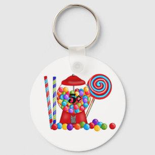 Gumball Machine Candy Lollipop Key Ring
