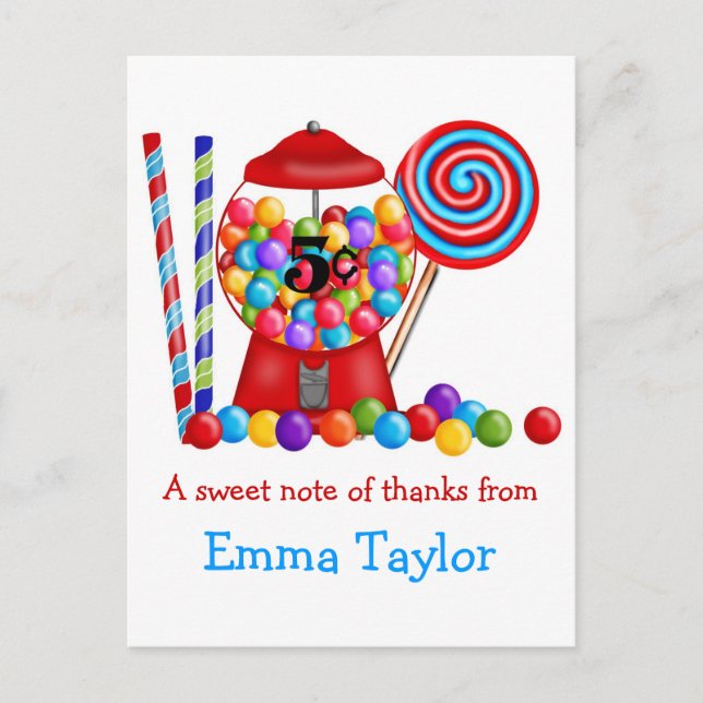 Gumball Machine Candy Lollipop Postcard (Front)