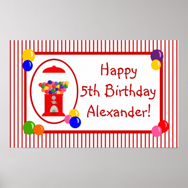 Gumball Machine Happy Birthday Banner Poster (Front)