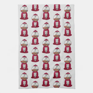 Gumball Machine Retro Candy Shop Pattern Tea Towel
