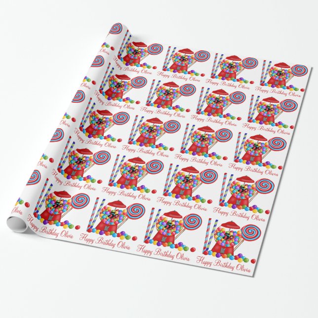 Gumball Machine wrapping paper- Personalised Paper (Unrolled)