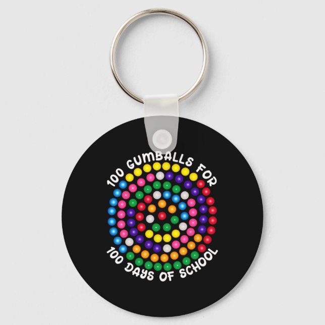 Gumballs For 100 Days Of School  Key Ring (Front)