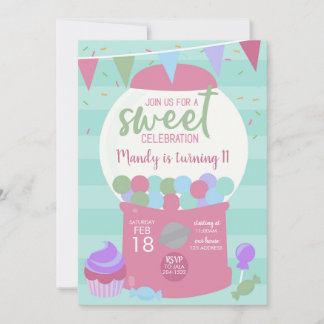 GumballSweet Celebration Birthday Party Invitation