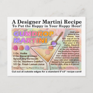 Gumdrop Candy Martini Recipe Card Postcard