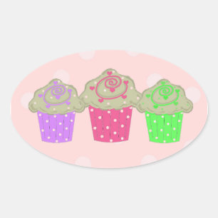Gumdrop Cupcakes Oval Sticker