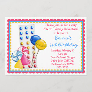 Gumdrops and Candy Buttons Invitation- Hot Colours Invitation
