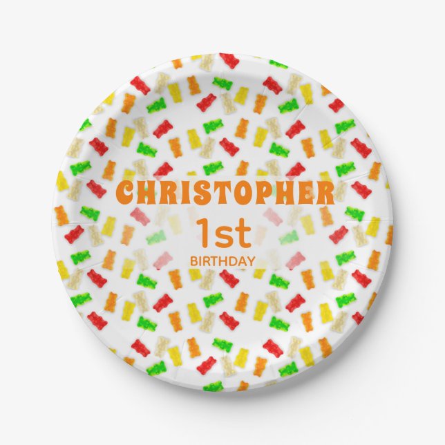 Gummies birthday paper plates (Front)