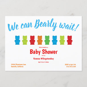 Gummy Bear Candy Bearly Wait  Baby Shower Invitation