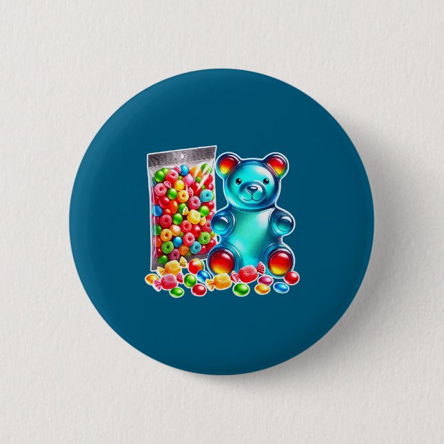 Gummy bear candy sour chew  6 cm round badge (Front)