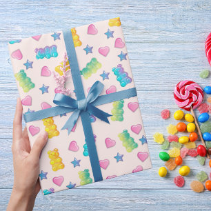 Gummy Bear Coloful Jelly Candy Kids Wrapping Paper