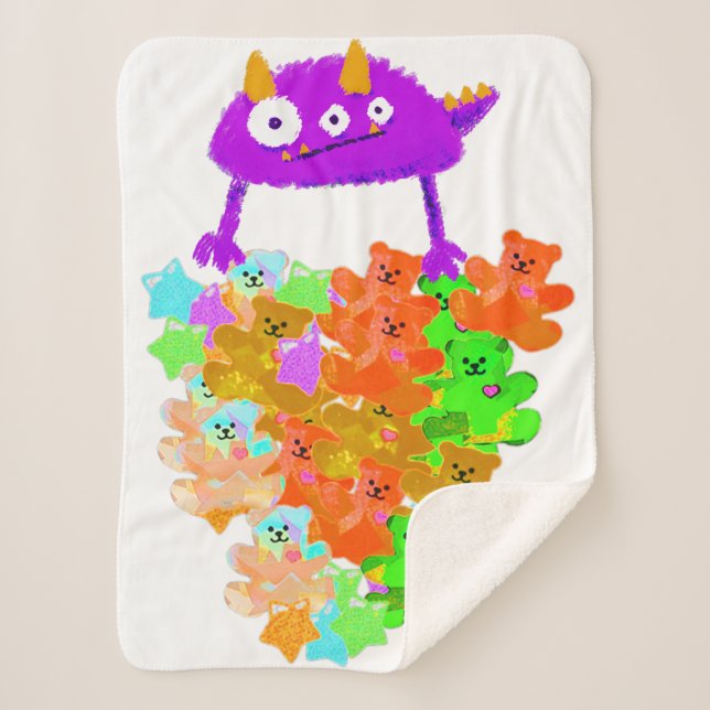 Gummy Bear Harvest Monster Sherpa Blanket (Front)