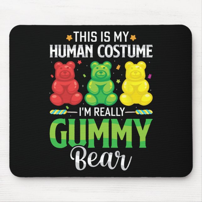 Gummy Bear My Human Costume Funny Candy Halloween  Mouse Mat (Front)