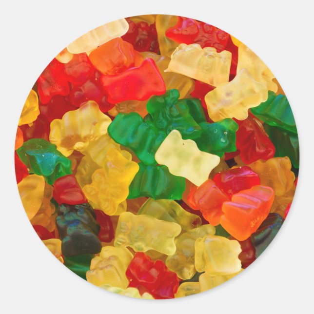 Gummy Bear Rainbow Coloured Candy Classic Round Sticker (Front)