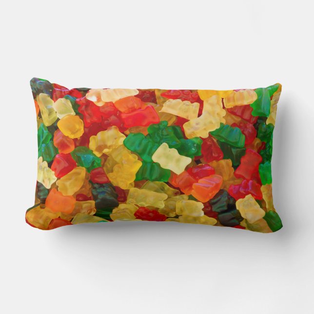 Gummy Bear Rainbow Coloured Candy Lumbar Cushion (Front)