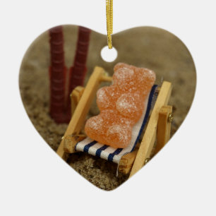 Gummy Bear Relaxing on Beach Ceramic Tree Decoration