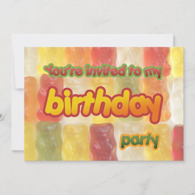 gummy bears birthday invitation (Front)