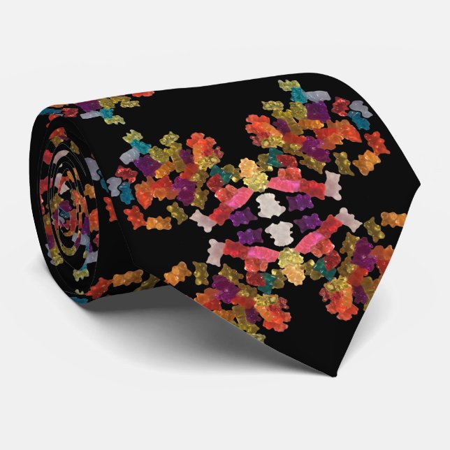 Gummy Bears Candy Repeating Pattern Tie (Rolled)