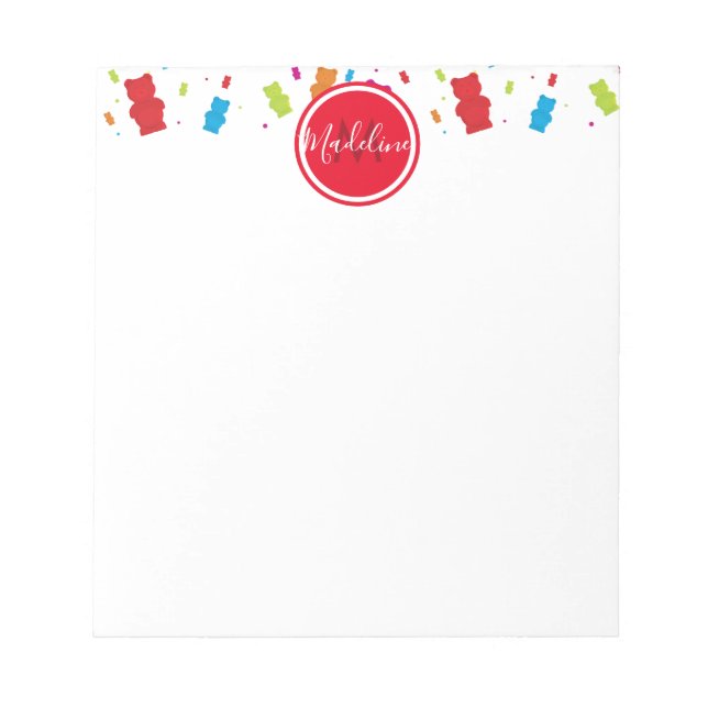 Gummy Bears Food Monogram Notepad (Front)