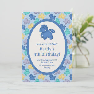 Gummy Horse Glacial Berry Icy Blue Party Invitation