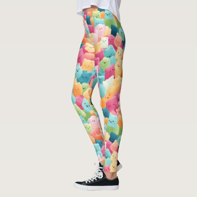 Gummy Wonderland: A Colourful Array of Candy Critt Leggings (Left)