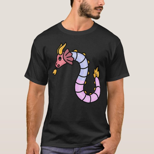 Gummy Worm Dragon Cute Candy Creature Pun Art Fun T-Shirt (Front)