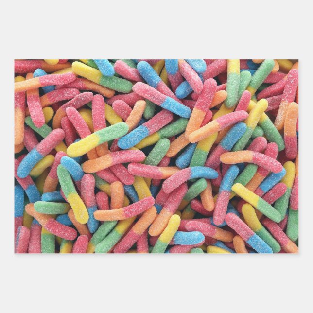 Gummy Worms Wrapping Paper (Front)