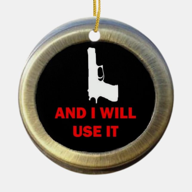 Gun Advocate Ceramic Tree Decoration (Front)