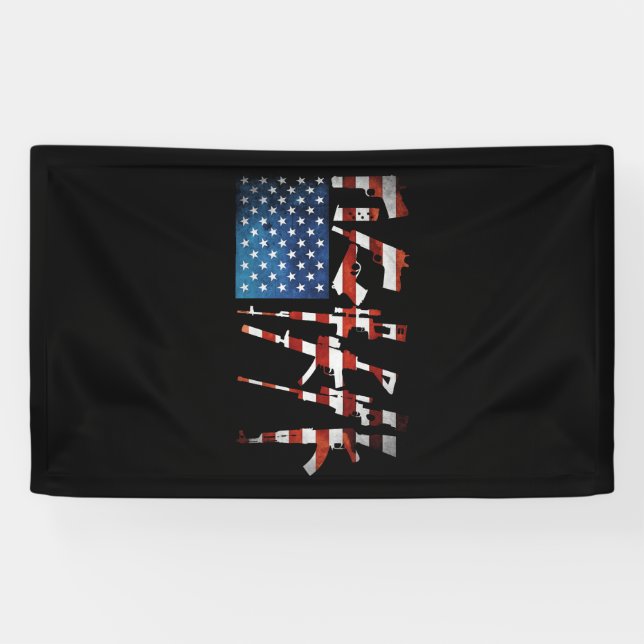 Gun American Flag 4th of July Banner (Horizontal)