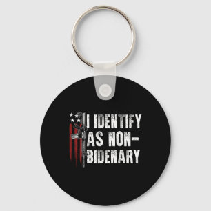 Gun American Flag I Identify As Non-bidenary (on Key Ring
